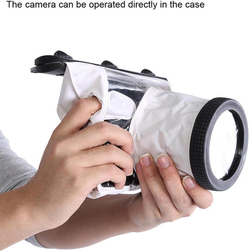 Waterproof Housing Bag for DSLR Cameras, Full Sealed Underwater Case, 20M Anti Shock Bag for Nikon (White)