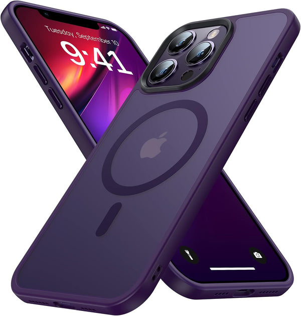 Strong Magnetic iPhone 13 Pro Max Case, Deep Purple with Military Grade Drop Protection, Compatible with MagSafe