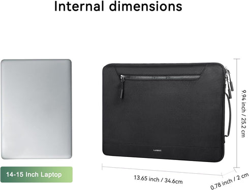 LANDICI 360° Protective Laptop Sleeve Case 14 15 Inch, Waterproof Slim Computer Cover Bag Compatible with MacBook Air