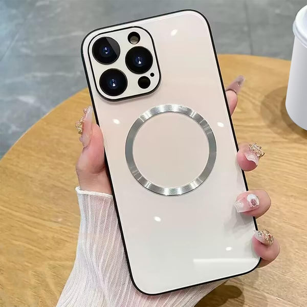 Guppy Magnetic Case for iPhone 15 Pro Max, Scratch Resistant Gradient Glass Back Cover with Full Camera Lens Protector
