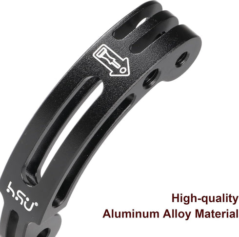 HSU Aluminum Alloy Curved Extension Arm - 3” Metal Pole Mount Helmet Stick Extension Arm Mount for Hero