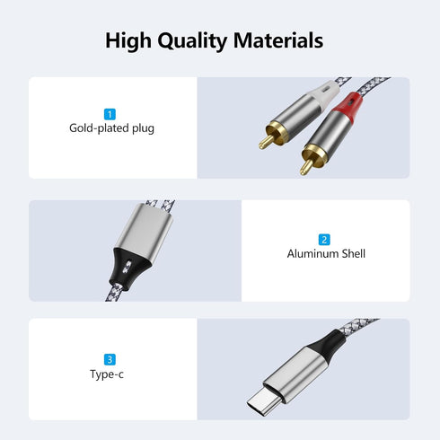 Liaoan Weiyu 2 2 MP3 USB C to RCA Stereo Adapter Cable, TYP-C to RCA Audio Cable, Suitable for TVs, Computers, Mobile