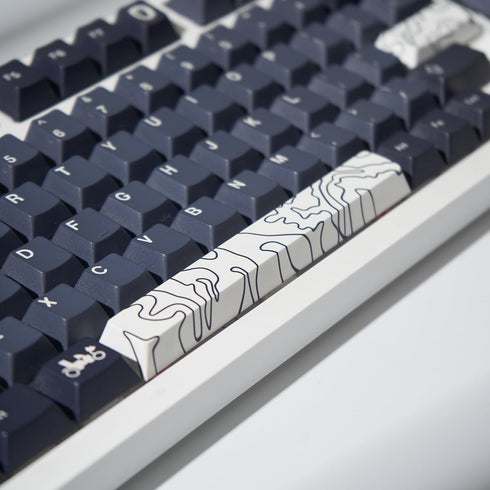4pcs White Topographic Keycaps, PBT Cherry Profile Dye-Sublimation Custom Keycap Set for Mechanical Keyboards