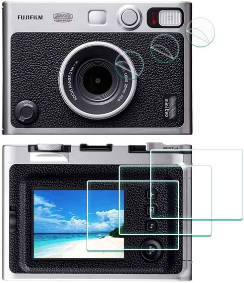 Screen Protector for Fujifilm Instax Mini EVO Instant Camera LCD + Lens, 6 Pcs Tempered Glass 9H Hardness