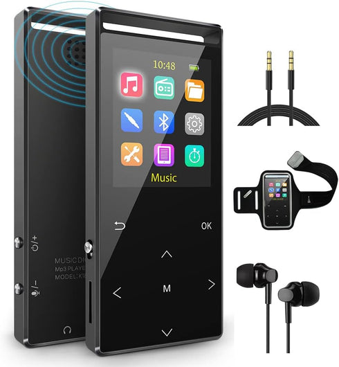 MP3 Player 64GB with Bluetooth, Sport Armband, FM Record, HiFi, Multifunction, Metal Shell