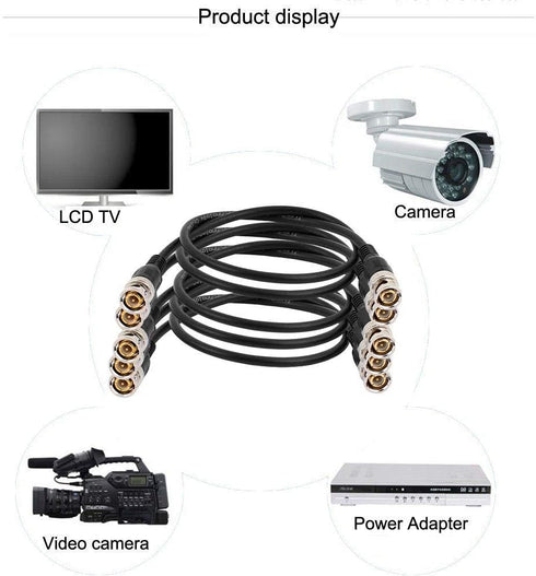 JOINSI 5-Pack 16ft 75-Ohm BNC Male to BNC Male Jumper Cable Extension Connector for CCTV DVR to TV System