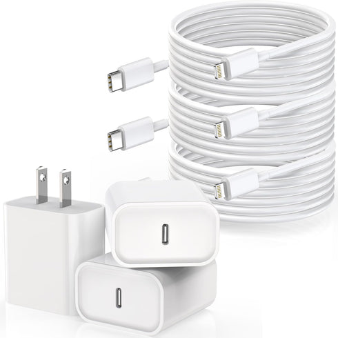 Long iPhone Super Fast Charger, 3Pack Type C Fast Charging Block with 6FT Lightning Cable for iPhone 14/13/12/11
