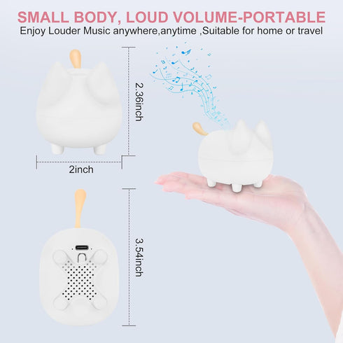 Portable Bluetooth Speaker, Cute Cat Mini Wireless Speaker with Loud Stereo Sound, Built-in Mic, 40H Playtime