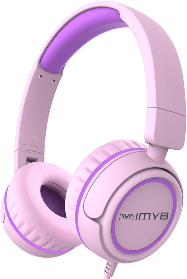 Kids Headphones V1 Wired Stereo Foldable On-Ear Headphones for School/Toddlers/Teens, Pink