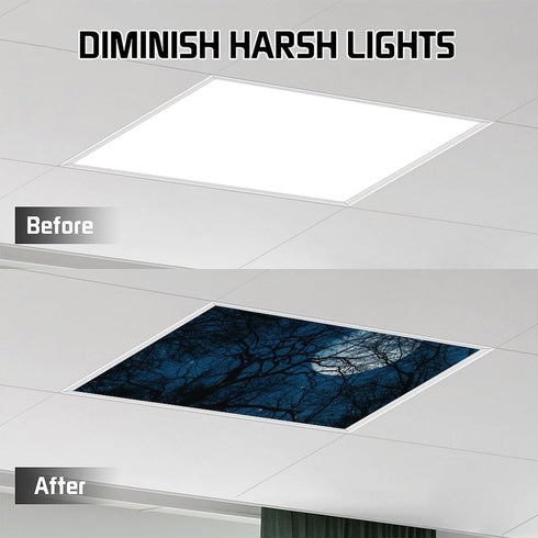 2PCS 4x2Feet(Night RoseFace Fluorescent Light Covers for Classroom Ceiling Lights Magnetic Light Covers,Fluorescent