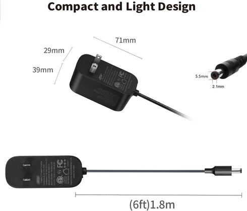 Tonton 12V 2A 6Ft 24W 100-240V 8Tips 12Volt 2A 1.8A 1.5A 1.2A 1A 0.5A Power Supply Adapter, Universal Charger AC