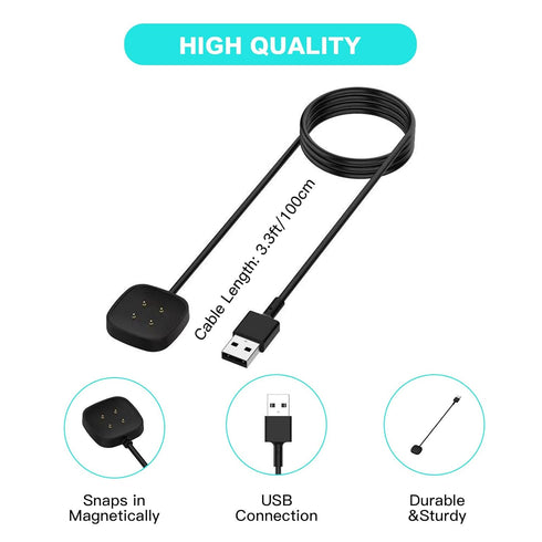 Fitbit Charger Cable, 3.3ft Replacement Charging Cable for Fitbit Sense/Versa 4, Portable USB Charger for Fitbit