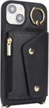 iPhone 13 Case with Card Holder and Strap, Zipper Pocket Crossbody Lanyard Strap, Cute Phone Wallet Case for Women