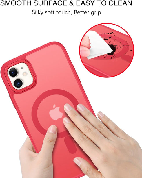 BENTOBEN iPhone 11 Magnetic Case, Slim Shockproof Translucent Matte Cover, Anti-Fingerprint, Anti-Scratch, Red 6.1’’