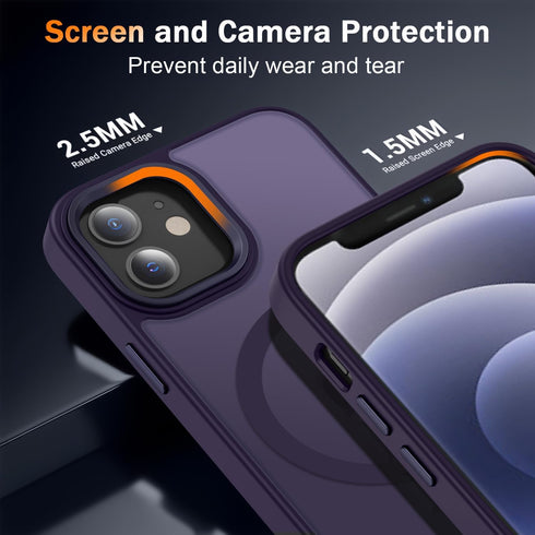 Magnetic Translucent Case for iPhone 12/iPhone 12 Pro, Slim Anti-Fingerprints Shockproof Cover with Screen Protector