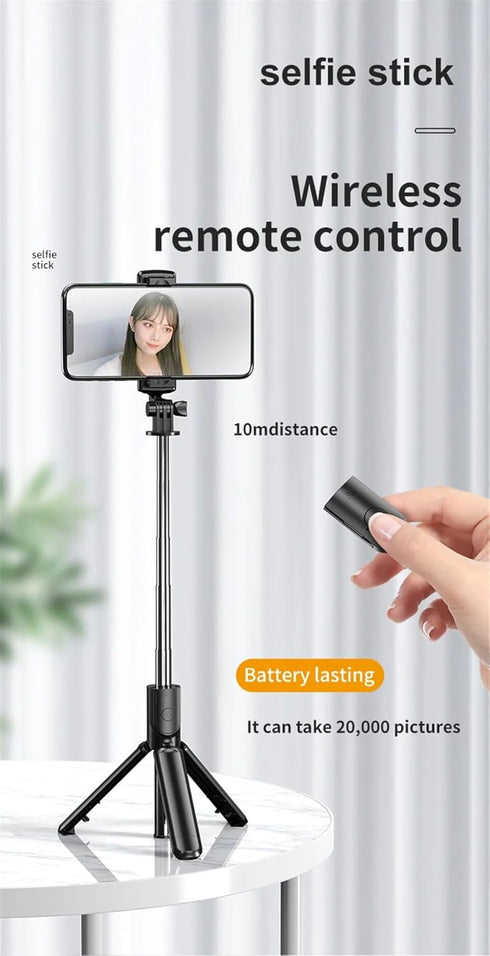 Laugwey Portable Bluetooth Selfie Stick,Retractable Wireless Selfie Stick Mobile Phone Holder with Wireless Remote