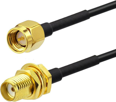 Superbat RF Coaxial SMA Male to SMA Female Bulkhead RG174 6.56ft Cable + 3pcs RF Coax SMA Adapter Kit for SDR Equipment