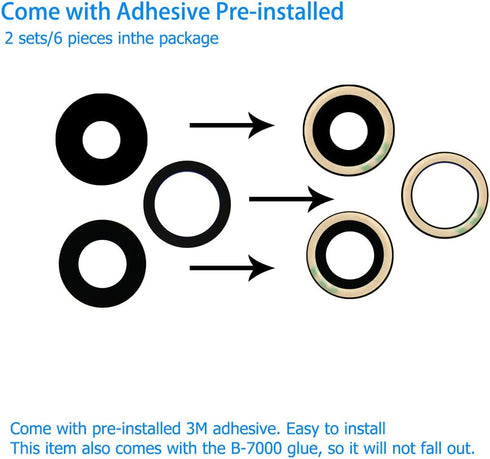 Rear Back Camera Lens Glass Replacement for iPhone 13 Pro & 13 Pro Max with Installation Manual