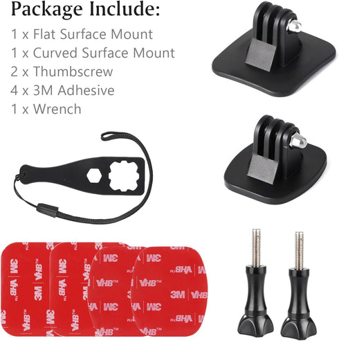 HSU Adhesive Mounts - Helmet Adhesive Sticky Mounts Flat & Curved 3M Mount for All GoPro and Other Action Cameras