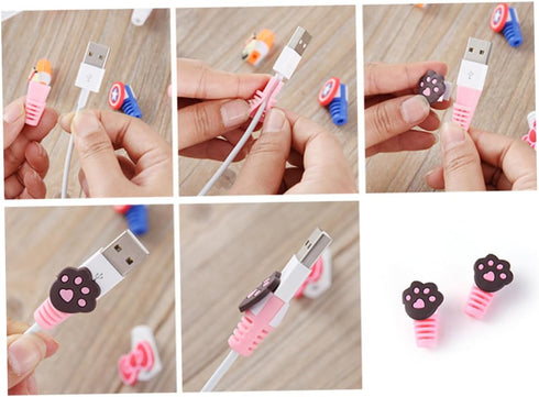 OSALADI 10 Pcs Charger Cable Protector, Cute Mobile Cord Cover for Phone Charger Cable Ends, Pink Savers