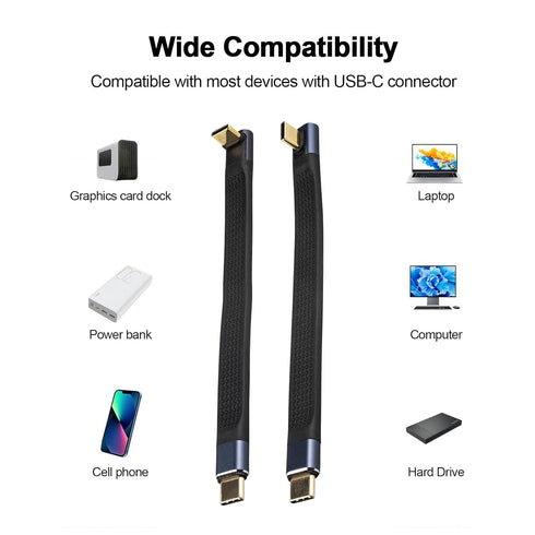 Short USB C Cable (5 inch), 240W USB to USB C Cable 90 Degree, 40Gbps Data Transfer for iPhone 15, MacBook, iPad Pro