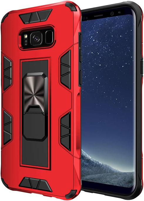 Samsung Galaxy S8 Plus Case - Military Grade Heavy Duty Shockproof Cover with Built-in Kickstand, Red