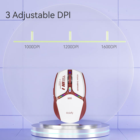 Uciefy V19 Wireless Mouse, 2.4GHz Rechargeable LED Mouse with Battery Indicator, Magnetic Mice with USB Receiver &