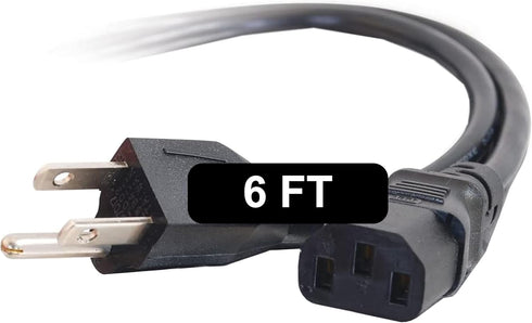 C2G 6FT Premium Replacement AC Power Cord - Durable Cable for TV, Computer, Monitor & More (24240), Pack of 1