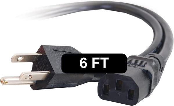 C2G 6FT Premium Replacement AC Power Cord - Durable Cable for TV, Computer, Monitor & More (24240), Pack of 1