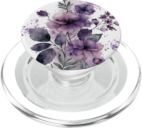 Purple Lavender Blossom Leaves Floral Girly PopSockets PopGrip for MagSafe