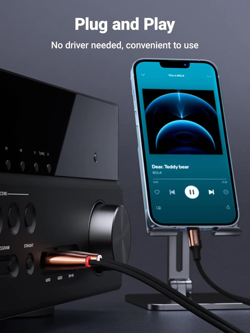 UGREEN MFi Certified Lightning to RCA Cable, 3FT, for iPhone 13 Mini Pro Max, iPad, Hi-Fi Stereo Audio Connector.