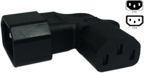 Cerrxian Left Angle IEC 320 C14 3 Pin Male to C13 Female PDU PSU UPS Power Extension Adapter for LCD LED TV Wall Mount