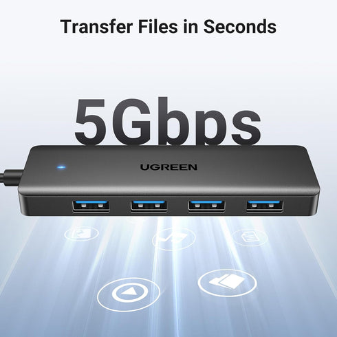 UGREEN USB 3.0 Hub, 4 Ports Ultra-Slim USB A Splitter for Mouse, Keyboard, Flash Drive, Compatible with Laptop, Desktop