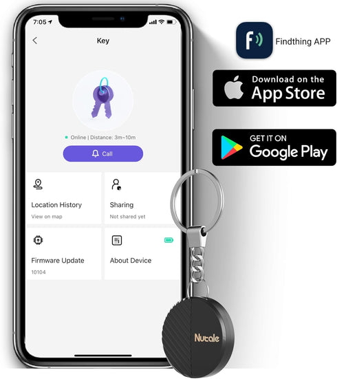 Bluetooth Smart Tag Tracker Key Finder with Key Chain and Separate Battery Compartment for Luggage Backpacks