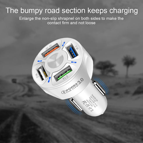 2Pack Car Charger Adapter, 4-Port USB QC 3.0 Fast Phone Charger Adapter for iPhone 13 Pro Max/12 Pro/11 Pro