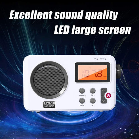 Shower Radio Speaker, Portable LCD Display Stereo Radio with AM/FM, Long Playback Time Radio with 20 Preset Stations