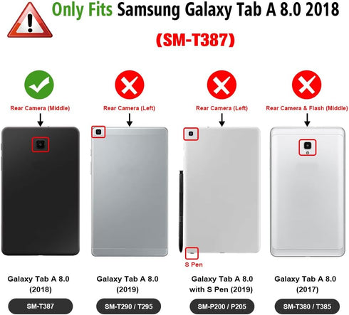 Fintie Folio Keyboard Case for Samsung Galaxy Tab A 8.0 2018 Model SM-T387, Black PU Leather Stand Cover