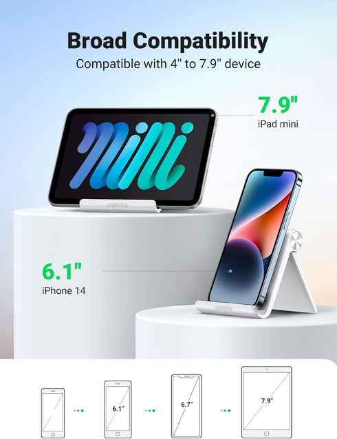 UGREEN Cell Phone Stand for Desk - Foldable Portable Adjustable Holder Compatible with iPhone 15/14/13 Pro Max