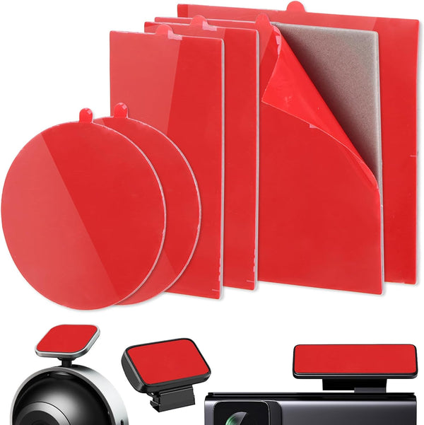 BOXOB 6pcs Heavy Duty Dash Cam Adhesive Pads, 3 Shapes Double-Sided Sticky Pads