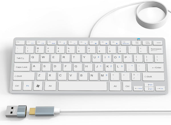 Ultra-Slim 78keys USB-C Mini Wired Keyboard with Media Hotkeys for Apple Mac Pro, MacBook, iMac, Air, Mac Mini, Windows