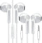 2-Pack White 3.5mm Headset with Microphone, Volume Control & Call Button for PCs, Tablets, Cell Phones, Office & Home.