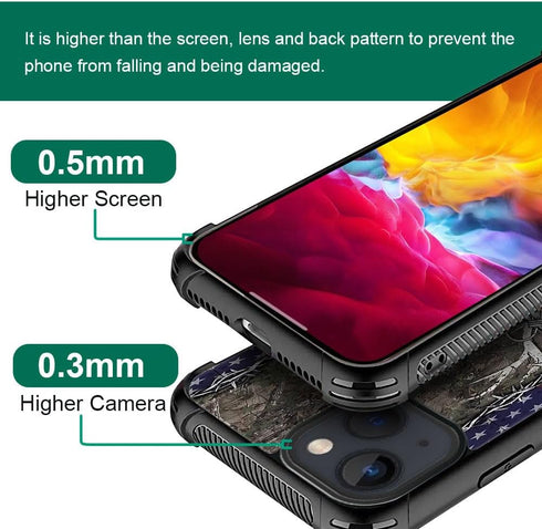 DJSOK Shockproof Case for iPhone 15 Plus, American Flag Antlers Design with Soft TPU Bumper and Hard PC Back