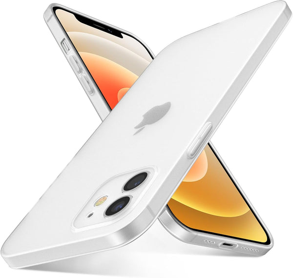 QLTYPRI Ultra Thin iPhone 12 Case 6.1" - White, Soft Silicone TPU Bumper, Shockproof, Full Camera Protection,