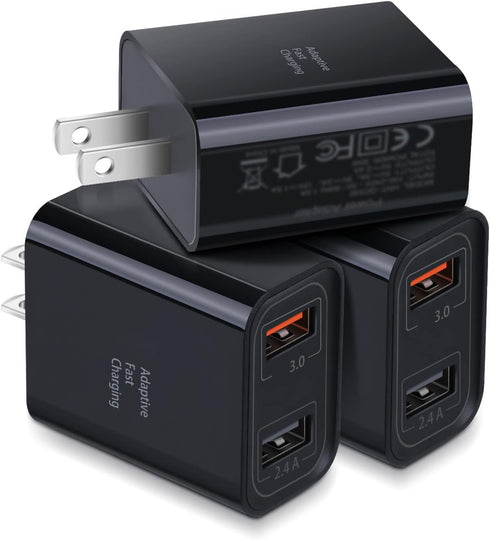 Dual USB Wall Charger, Costyle 3 Pack 30W 2 Ports Adaptive Fast Charging Block for iPhone 13 12 11
