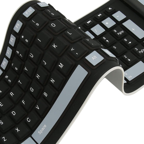 Silicone Keyboard, Foldable Soft Waterproof Rollup Keyboard for PC Laptop Notebook, 103 Keys, Mute Typing, Lightweight