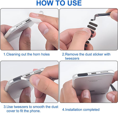 USB C Dust Plug for Phones, Anti Dust Cover Cap with Cleaning Brush Kit, 56 Pcs Total