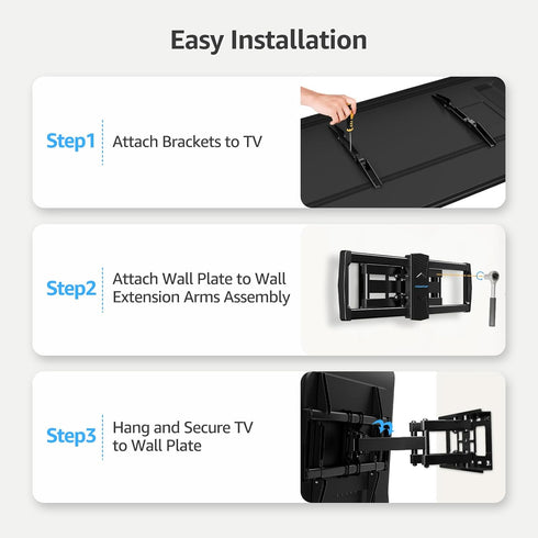 MOUNTUP Full Motion TV Wall Mount for 42-82 inch TVs, Articulating Swivel and Tilt Bracket, Max VESA 600x400mm