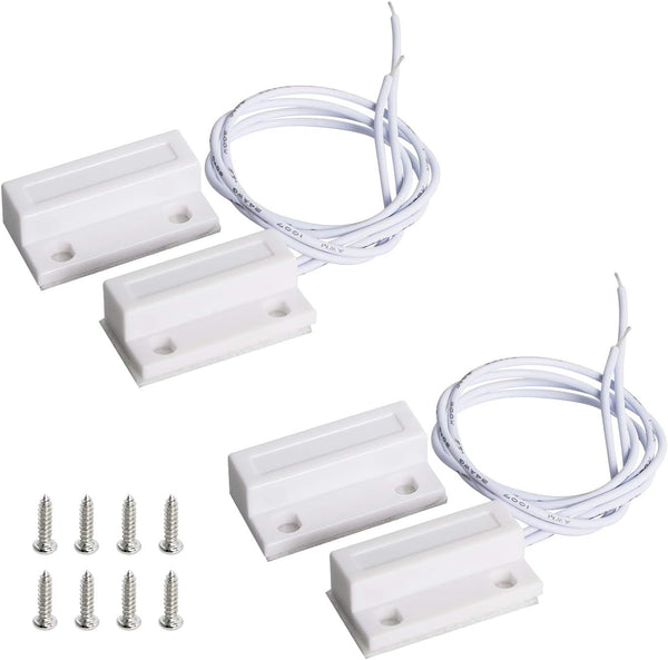 Aoje-Link RC-38A NC Wired Magnetic Door Switch Window Sensor Alarm for Home Security, 2pcs White