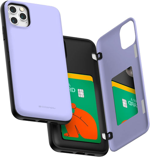 GOOSPERY Magnetic Door Bumper - Lilac Purple Compatible with iPhone 11 Pro Max, Wallet Case with Card Holder
