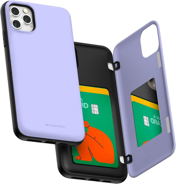 GOOSPERY Magnetic Door Bumper - Lilac Purple Compatible with iPhone 11 Pro Max, Wallet Case with Card Holder